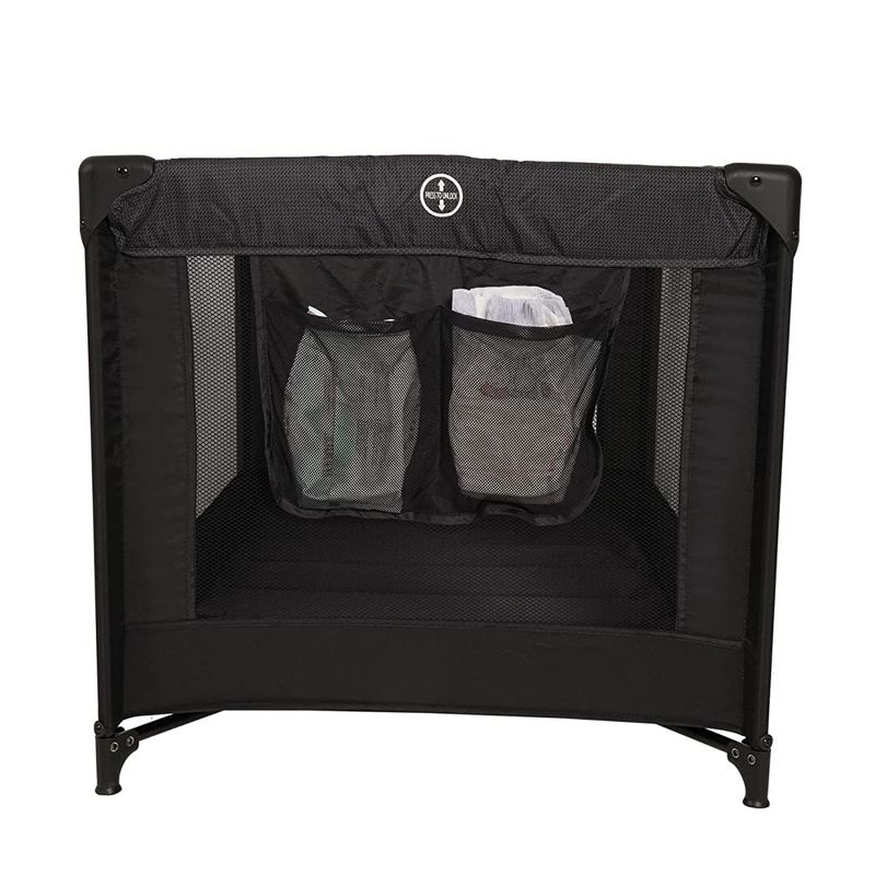 Pamo Babe Travel Foldable Portable Bassinet Baby Infant Play Yard Crib Cot with Soft Mattress, Breathable Mesh Walls, and Carry Bag, Black & Dark Gray, 4 of 6