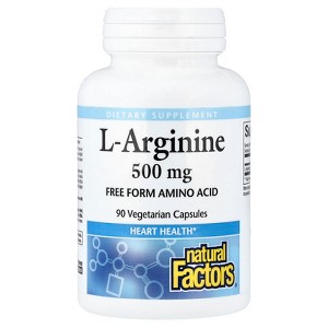 Natural Factors L-Arginine, 500 mg, 90 Vegetarian Capsules - 1 of 4