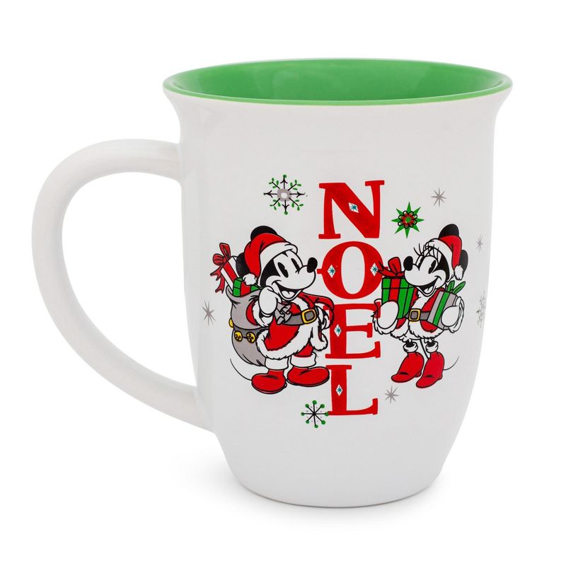 Silver Buffalo Disney Mickey and Minnie Mouse "Noel" Wide Rim Latte Mug | Holds 16 Ounces, 2 of 9