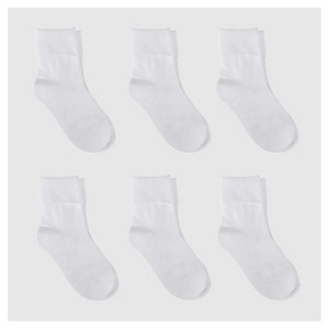 Girls' 6pk Casual Turn Cuff Socks - Cat & Jack™ White - 1 of 3