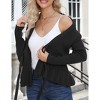 Women's Peplum Cardigan Sweater - Tie Front Collared Long Sleeve Knit Cardigan, Ruffle Hem Warm - 4 of 4