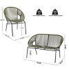 3-Piece Wicker Patio Conversation Set with 2 Arm Chairs and Loveseat, Outdoor Furniture for Balcony or Small Space – The Pop Home - 3 of 4