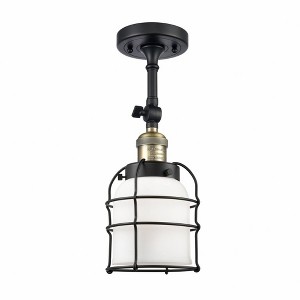 Bell Cage - 1 Light Semi-Flush Mount In Industrial Style-13.5 Inches Tall and 5 Inches Wide - 1 of 2