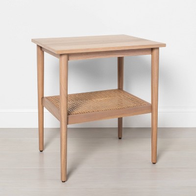 Grooved Wood Square Accent Side Table With Drawer - Natural - Hearth &  Hand™ With Magnolia : Target