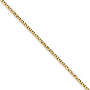 Black Bow Jewelry 1.5mm 14k Yellow Gold Diamond Cut Round Wheat Chain Necklace - 1 of 4