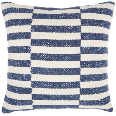 20"x20" Oversize Striped Printed Square Throw Pillow Navy - Nourison