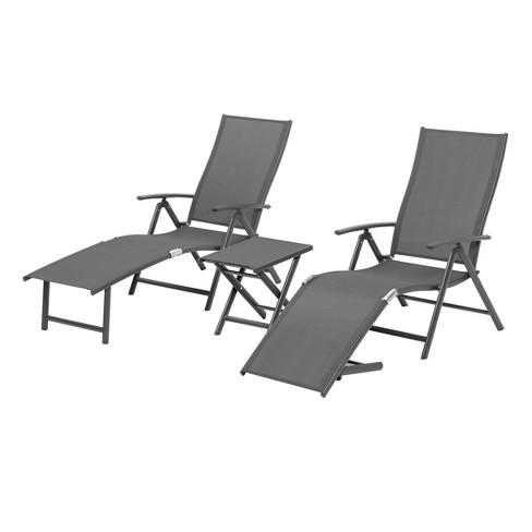 Outdoor Aluminum Folding Adjustable, Chaise Lounge Outdoor Foldable Desk Chair