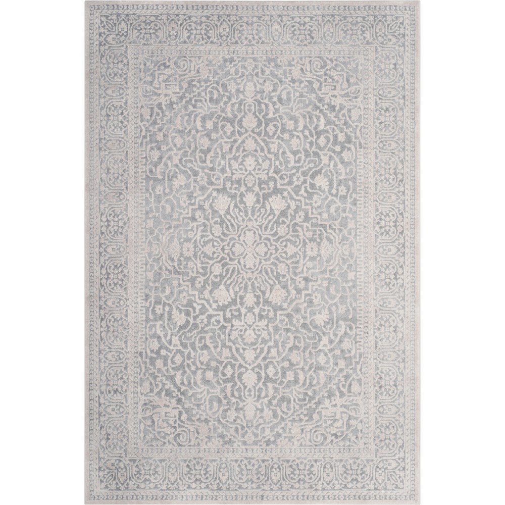 4'x6' Mariam Floral Loomed Accent Rug Light Gray/Cream - Safavieh