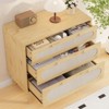 3 Drawer Wood Dresser - Rattan Chest of Drawers, Bedroom Storage, Nightstand for Living Room, Entryway, Hallway - 2 of 4