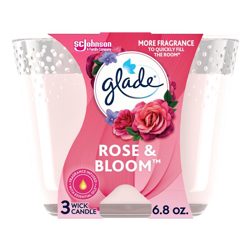Glade 3 Wick Candle -Rose &#38; Bloom - 6.8oz, 1 of 17