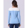 INSPIRE CHIC Women's Color Block Round Neck Long Sleeves Striped Basic T-Shirt - 4 of 4