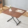 Modern Minimalist Multifunctional Lift Table with 0.8" Wood-Textured MDF Top and Adjustable Metal Legs, Usable as Coffe - 2 of 4