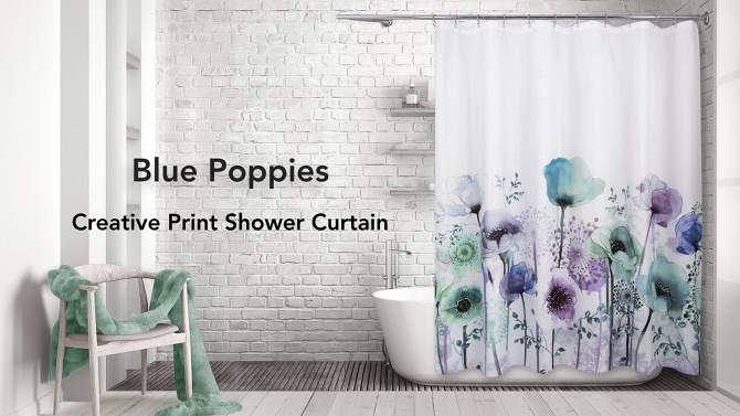 Blue Poppies Shower Curtain - Allure Home Creations, 2 of 7, play video
