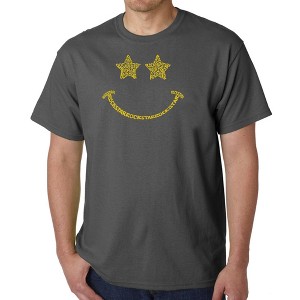 LA Pop Art Men's Word Art T-shirt - Rockstar Smiley - 1 of 4