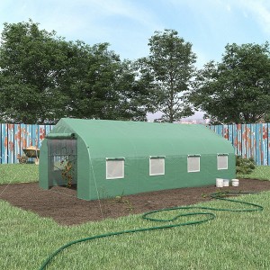 NicBex 20'x10'x7' Walk-in Tunnel Greenhouse with Roll-up Windows and Zippered Door, PE Cover for Growing Flowers, Herbs, Vegetables, Dark Green - 1 of 4