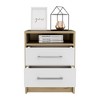 NicBex Nightstand with  Drawers,1pc Side Table with Metal Handle and ,Bedside Table for Bedroom,Living Room,Black/White/Brown - 2 of 4