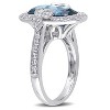 EVERLY JEWELRY | Sterling Silver 7.9 CT TGW Oval Cut Blue and White Topaz and Accent Diamond Halo Trillium Cocktail Ring - 2 of 4