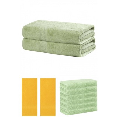 REGALWOVEN Absorbent Solid Bath Hand Face Cloths Cotton Towels 3 Piece Sets