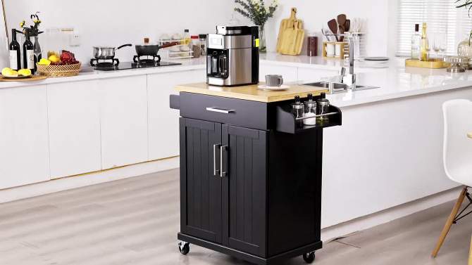 Yaheetech Rolling Kitchen Island Kitchen Cart with Towel Rack & Drawer, 2 of 11, play video