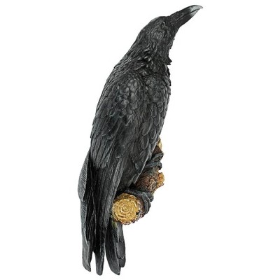 Charcoal Black Resin Raven Wall Sculpture, 20.2" Height