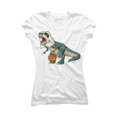 Junior's Design By Humans Trex Ghost Costume Design Funny Halloween Dinosaur By Threadlets T-Shirt