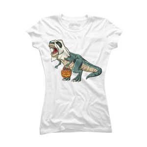 Junior's Design By Humans Trex Ghost Costume Design Funny Halloween Dinosaur By Threadlets T-Shirt - 1 of 3