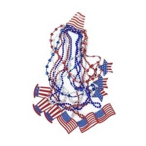 4E's Novelty Patriotic Beads Necklaces Bulk (72 Pack) - 4th of July Party Favors for Kids & Adults, Red White Blue Beads for Parade Accessories - 1 of 4