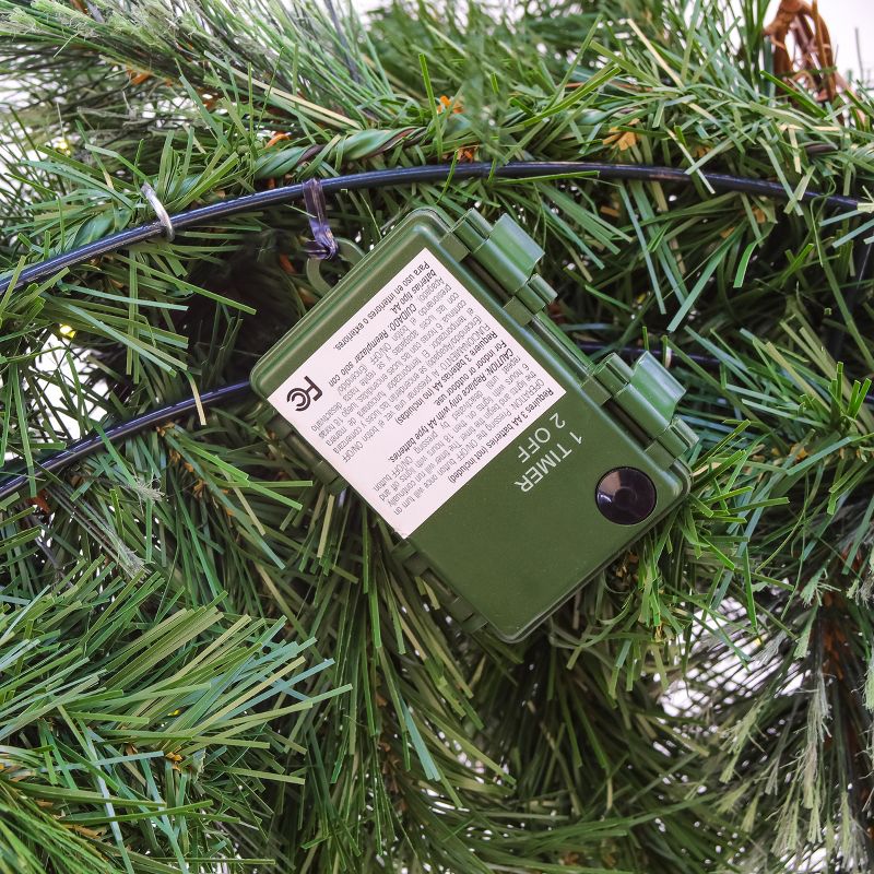 30" Prelit LED Glistening Pine Wreath White Lights - National Tree Company, 2 of 5