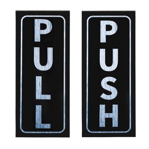 Unique Bargains PVC Self-Adhesive Waterproof Shop Push Pull Door Sign 1 Set - 1 of 4