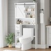 Over the Toilet Storage Cabinet Bathroom Shelf with Sliding Barn Door, Above Toilet Organizer with Toilet Paper Holder, Toilet Organizer Rack - 2 of 4
