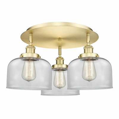 Bell - 3 Light Flush Mount In Art Deco Style-9.25 Inches Tall and 19.75 Inches Wide