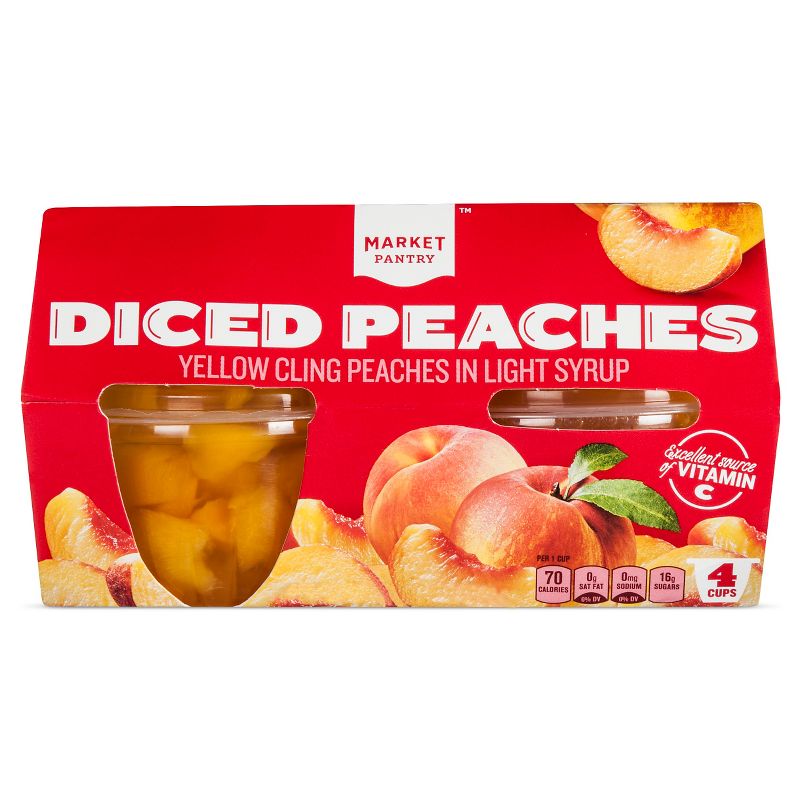 Diced Peaches In Light Syrup Fruit Cups 4ct - Market Pantry&#8482;, 1 of 2