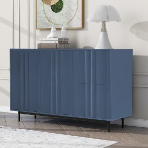 47.2" MDF Buffet Sideboard Cabinet with 2 Doors, Drawers, Adjustable Shelves and Metal Legs Wave Pattern for Dining Room, - 1 of 4
