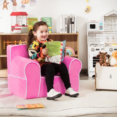 Infans Kids Sofa Toddler Foam Filled Armchair w/ Velvet Fabric Baby Perfect Gift Pink