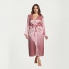 Anna-Kaci Lounge Women's PLus Size Satin Robe and Slip Set with Smooth Draping Fabric and Elegant Silhouette - 4 of 4