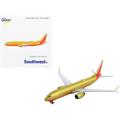 Boeing 737 MAX 8 Commercial Aircraft "Southwest Airlines" Gold with Red Stripes 1/400 Diecast Model Airplane by GeminiJets