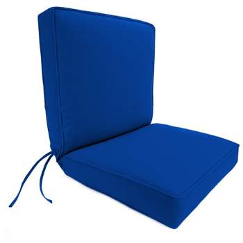 Outdoor Boxed Edge Dining Chair Cushion In Sunbrella Canvas Pacific Blue - Jordan Manufacturing