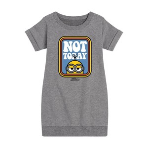Girls' - Despicable Me Minions - Not Today Graphic Short Sleeve Fleece Dress - 1 of 4