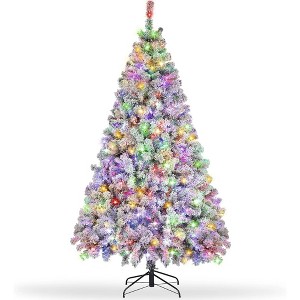 WOPET 4.5ft Snow Flocked Christmas Tree - Pre-Lit with 200 Warm White & Multicolor LED Lights for Home, Office, or Party Decor - 1 of 1