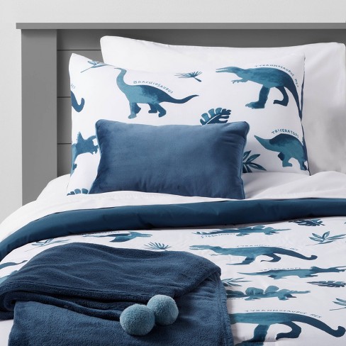 5pc Full Queen Dinosaur Value Multi Piece Kids Bedding Set Watercolor Blue Pillowfort Boys Bedding Kids Comforter