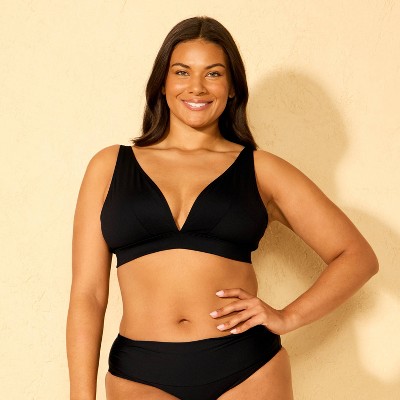 Shade & Shore Women's Shaping Longline Triangle Bikini Top - Shade & Shore™ Black M — фото 4
