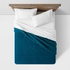 Full/queen Lofty Velvet Quilt Dark Teal Blue - Threshold™: Machine ...