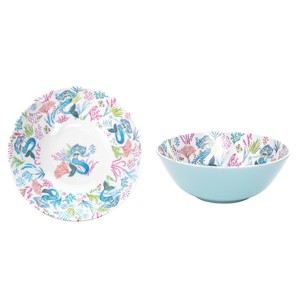 Beachcombers Mermaid Garden Serving Bowl Salad Bowl Nautical Beach House Kitchen Blue Mermaids - 1 of 1