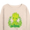 Women's - Marvel - Groot Go Green St. Patricks Day Lightweight French Terry Wide Neck Long Sleeve Shirt - 2 of 4
