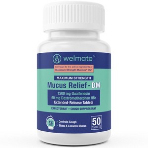 WELMATE 12 Hour Mucus DM Max Strength Cough Medicine  - 1200/60mg  50ct - 1 of 4