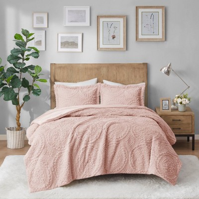 Twin Alivia Faux Fur Ultra Plush Comforter Mini Set Blush