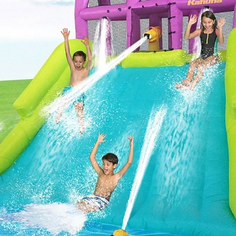 Kahuna triple blast kids outdoor inflatable splash pool 2024 backyard water slide