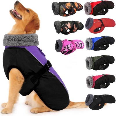Extra Warm Dog Coat Soft Reflective Adjustable Winter Jacket with Buckle Fleece Turtleneck for Cold Weather