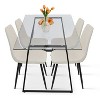 Mona+Bingo 5 Piece Black Rectangular Clear Tempered Transparent Glass Table with 4 Upholstered Side Chairs-Maison Boucle - 3 of 4
