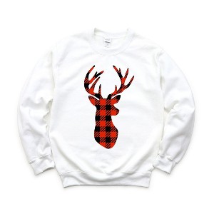 Simply Sage Market Women's Graphic Sweatshirt Buffalo Plaid Reindeer - 1 of 3